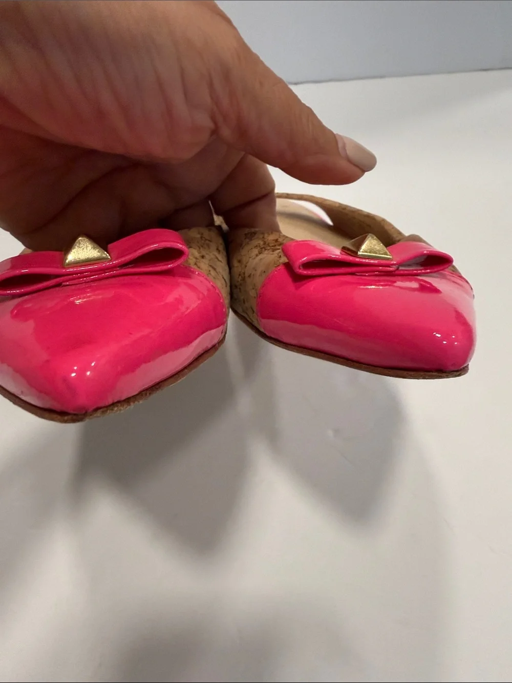 kate spade Cork Ginny Slingback Flats with Hot Pink Patent Point size 7